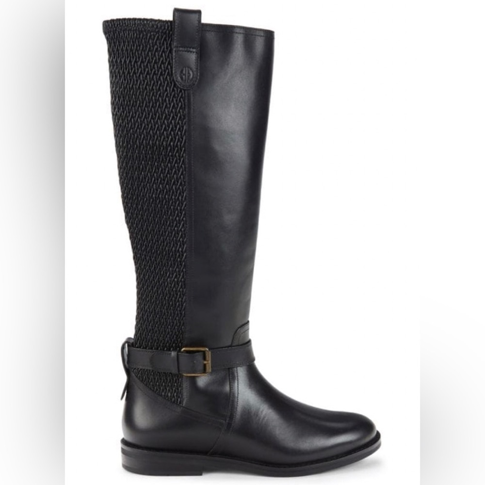 NEW Cole Haan Belted Leather Knee High Riding Boots in Black size 5.5 - Picture 2 of 16